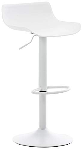 CLP Sgabello Alto Bar Aveiro In Polipropilene I Sgabello Cucina Girevole A 360° Dal Design Moderno I Sedia Penisola Regolabile 57-78 CM, Colore:bianco