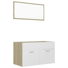 vidaXL Set Mobili da Bagno 2 pz Bianco e Rovere Sonoma in Truciolato