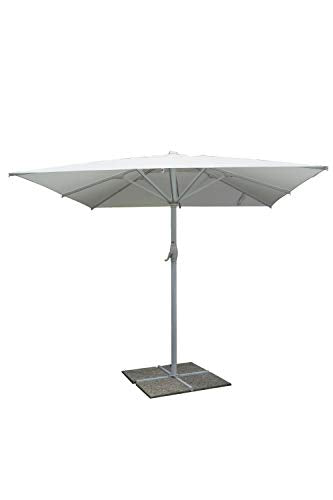 Ombrellone da giardino bianco 3x3 mt x 2,9 h mt quadrato struttura in alluminio con manovella telo di copertura in poliestere 250 g/m2 da Esterno Arredo Piscina, Gazebo, Terrazze, Bar, Hotel