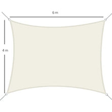 Outsunny Vela Ombreggiante Rettangolare 4x6m, Tenda da Sole per Esterno in Poliestere Anti UV Traspirante Bianco Crema