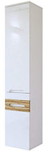 NAKA24 - Set mobili da Bagno Galaxy 80 con lavabo in Ceramica a LED, spedizione Rapida (Set Completo di mobili da Bagno + armadietto Alto, Bianco Lucido/Rovere Opaco)