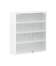 Schildmeyer Armadietto per medicinali 147587, Legno ingegnerizzato Vetro, Lucido Bianco, 71,5 x 64,2 x 19,6 cm