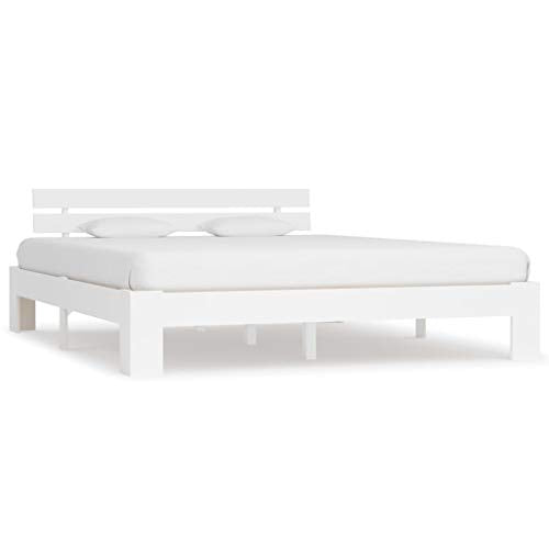 BIGTO - Struttura per letto in legno di pino massiccio, per camera da letto, stile C, colore: bianco, 180 x 200 cm