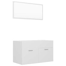 Festnight 2 pz Set Mobili da Bagno, Mobile Bagno Sospeso, Mobile Bagno con Specchio, Mobile Sottolavabo per Bagno in Truciolato Bianco