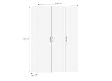 Esidra, Armadio Bianco a 3 Ante, 116x49x175cm