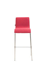 CLP Set 2 Sgabelli Kado Impilabili I Set Coppia Sgabelli Bar Fissi con Schienale E Poggiapiedi in Stoffa E Gambe Squadrate, Colore:Rosso, Colore del Telaio:Acciaio Inossidabile