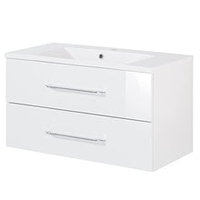 FACKELMANN B.Clever - Set di mobili da bagno, 2 pezzi, 90 cm, con lavabo in marmo e specchio da bagno