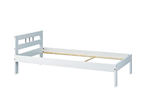 Inter Link Los Angeles, Letto Singolo Moderno Pino Verniciato, Bianco, 205 x 96 x 72 cm