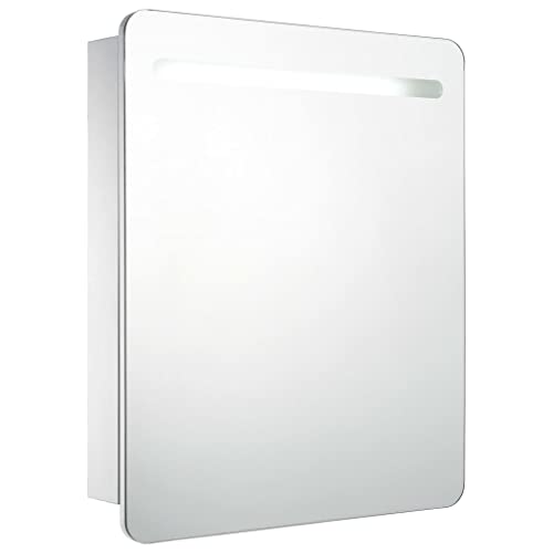 vidaXL Armadietto Bagno con Specchio e Luci LED con Ante e Ripiani Interni Elegante Moderno Funzionale Mobiletto Pensile 68x9x80 cm MDF e Melamina