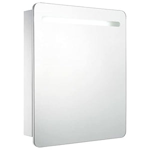 vidaXL Armadietto Bagno con Specchio e Luci LED con Ante e Ripiani Interni Elegante Moderno Funzionale Mobiletto Pensile 68x9x80 cm MDF e Melamina