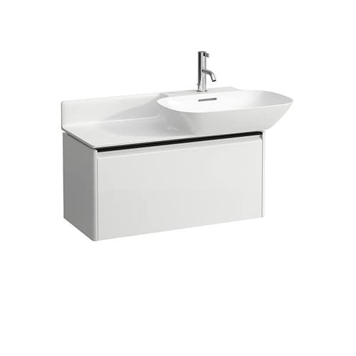 Laufen Base di Scorrimento per mobiletto Ino per lavabi 81330 1/2, 1 cassetto, Nastro Maniglia in Alluminio Nero, colorazione: Bianco Lucido - H4030031102611
