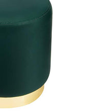 Suhu Pouf Sgabello Poggiapiedi in Ecopelle Poggiapiedi da Divano Moderno Imbottita Similpelle Rotondo Base Dorata Moderno Basso Design Verde
