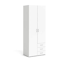 Dmora Armadio Guardaroba a Due Ante e Tre cassetti, Colore Bianco, cm 77 x 49 x h200