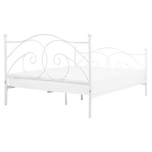 Beliani Letto in Metallo Bianco a Doghe con Decorazioni Sinuose 160 x 200 cm Dinard