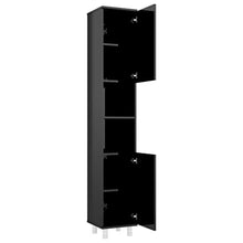 vidaXL Armadio da Bagno Nero Lucido 30x30x179 cm in Truciolato