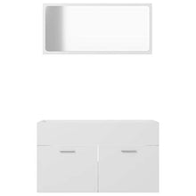 Festnight 2 pz Set Mobili da Bagno, Mobile Bagno Sospeso, Mobile Bagno con Specchio, Mobile Sottolavabo per Bagno in Truciolato Bianco