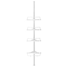 SONGMICS 85-305 cm Portasapone Scaffale Doccia Mensola Angolare da Bagno 4 Ripiani Altezza Regolabile Bianco BCB001A