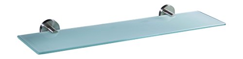 Ambrosya® | Scaffale esclusivo realizzato in acciaio inox e vetro | Bagno Mensola di vetro Supporto Staffa Asciugamano Porta a muro ((Acciaio inossidabile (Spazzolato), 50 cm x 12 cm)