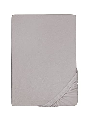 Biberna 0012344 Lenzuolo Frottee-Stretch (Altezza Materasso max. 22 cm) 1X 180X200 cm > 200X200 cm, Grigio Tempesta