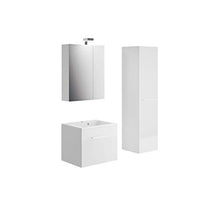 Allibert Mobili da Bagno Set Sottopensile 60 cm Lavabo Armadietto a Specchio Armadietto Laterale Pre-assemblati