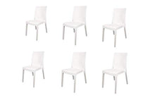 Sedia Selene, in Resina, Simil Rattan, Vari Colori, Esterno, Giardino, Alta qualità, Impilabile (6, Bianco)