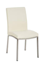 CLP Sedia Pranzo Grenoble in Similpelle E Acciaio Inox I Sedia Soggiorno Imbottita Moderna, Alt. 48 CM I Sedia Tavolo Salotto Moderna, Colore:Panna