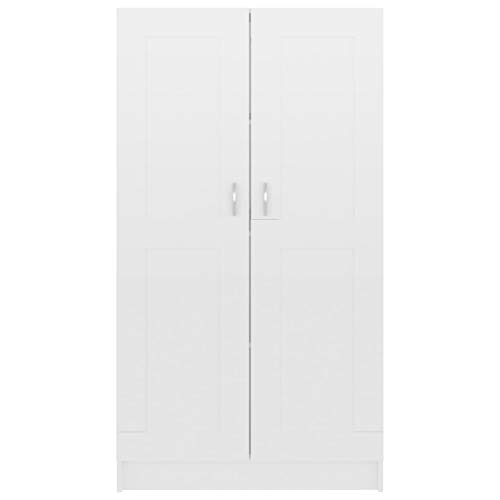 Festnight Libreria Bianco Lucido con 4 Ampi Scomparti e 2 Ante,Librerie per Soggiorno, Librerie per arredo Studio 82,5x30,5x150 cm in Truciolato