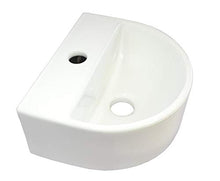 1 lavabo (SS032) in ceramica, montaggio a parete, ovale, quadrato, in ceramica, per il bagno, piccolo, da appendere, circa 30 cm, L 25 cm