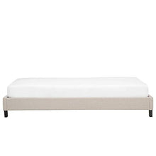 Beliani Letto Imbottito Tessuto Beige Senza testiera Rete a doghe 90 x 200 cm Roanne