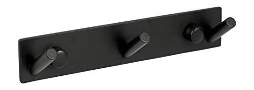 Ambrosya - Portasciugamani in Acciaio Inossidabile in Nero - Appendiabiti Asciugamani Bagno Ganci Guardaroba (Acciaio Inossidabile (Nero), 3 Ganci)