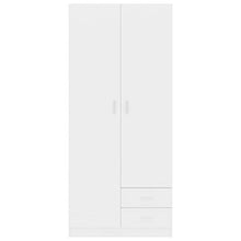 Festnight Armadio Multiuso Bianco Lucido con 2 Ante e 2 Cassetti 80x52x180 cm in Truciolato