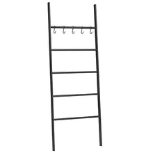 HOOBRO Scala Portasciugamani, Appendiabiti, Portasciugamano Bagno, Scala Decorativa, con 5 movibili Ganci, 58 x 177cm, Stabile, Salvaspazio, Metallo, Facile da Montare, Nero EBK62CJ01