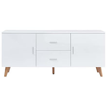 vidaXL Credenza Pratica Decorativa con Cassetti e Scomparti Armadietto Basso Consolle Madia Bianca 160x40x70 cm in MDF Lucido Gambe in Legno