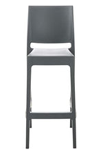 Sgabello Bar Maya Impilabile In Polipropilene I Sgabello Outdoor Con Schienale I Sedia Sgabello Alta In Plastica Alt. 75 CM, Colore:grigio scuro