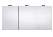 Generisch Terra - Armadietto a specchio in alluminio, con luce a LED, pannello posteriore in vetro nero, 1200 x 700 x 155 mm