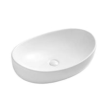 Eridanus Lavandino da Bagno da Tavolo Ovale, Lavabo in Ceramica Bianca, Lavandini da Bagno, 60 x 42 x 16,5 cm, Lavello con Scarico in Ceramica Incluso