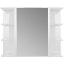 vidaXL Armadietto a Specchio Specchiera Mobiletto Arredamento Pensile Scaffale Bagno Dispensa Mobile Muro Sospeso Bianco Lucido in Truciolato