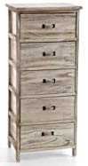GICOS IMPORT EXPORT SRL Mobile cassettiera in Legno Marrone 5 cassetti Decoro Home 40 * 29 * 90 cm Shabby Chic EDT-793486
