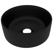 vidaXL Lavandino Lusso Rotondo Lavello per Bagno Lavabo per Toilette Sanitari Prodotti per Bagno Vaschetta Nero Opaco 40x15 cm in Ceramica