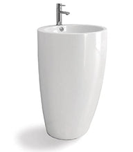 LAVABO A COLONNA TOTEM FREESTANDING DA TERRA APPOGGIO SCARICO PARETE" TROCADERO" IN CERAMICA BIANCO