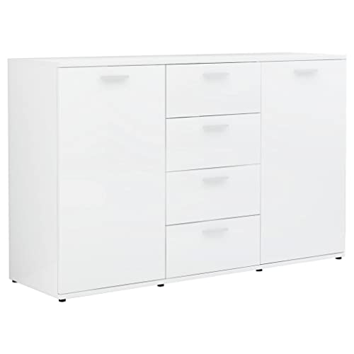 vidaXL Credenza Bianco Lucido 120x35,5x75 cm in Truciolato