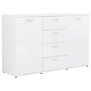 vidaXL Credenza Bianco Lucido 120x35,5x75 cm in Truciolato