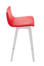 CLP Sgabello Bar Taunus In Similpelle E Legno Di Caucciù 4 Gambe I Sedia Alta Cucina Con Schienale Alt 72 CM, Colore:rosso, Colore del telaio:bianco