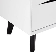 Ibbe Design Comodino con Cassetti Bianco Nero MDF Comodino Letto Stile Scandinavo Moderno Lyon per Soggiorno Camera da Letto, Gambe in Legno Masselo Nero