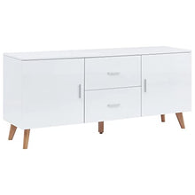vidaXL Credenza Pratica Decorativa con Cassetti e Scomparti Armadietto Basso Consolle Madia Bianca 160x40x70 cm in MDF Lucido Gambe in Legno