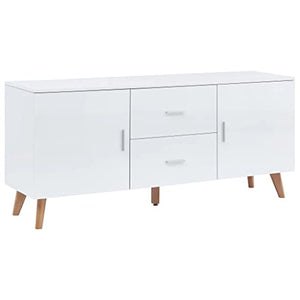 vidaXL Credenza Pratica Decorativa con Cassetti e Scomparti Armadietto Basso Consolle Madia Bianca 160x40x70 cm in MDF Lucido Gambe in Legno