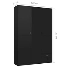 vidaXL Armadio a 3 Ante Nero Lucido 120x50x180 cm in Truciolato