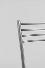 Tommychairs - Set 2 sgabelli alti modello Elena per cucina e bar, struttura in acciaio verniciata colore alluminio e seduta imbottita e rivestita in pelle artificiale colore grigio scuro