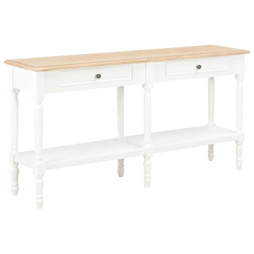 vidaXL Legno Massello Credenza Classica Elegante Stile Vintage Francese Tavolo Consolle Cassettiera Armadietto 150x35x77cm Bianco e Marrone