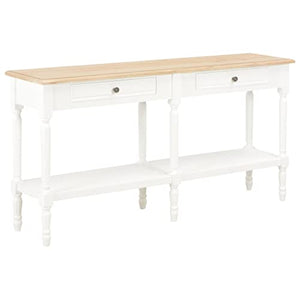 vidaXL Legno Massello Credenza Classica Elegante Stile Vintage Francese Tavolo Consolle Cassettiera Armadietto 150x35x77cm Bianco e Marrone